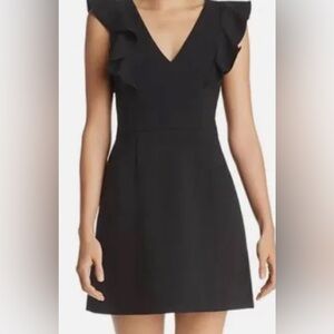 French Connection Black V Neck Ruffle Mini Dress size Small